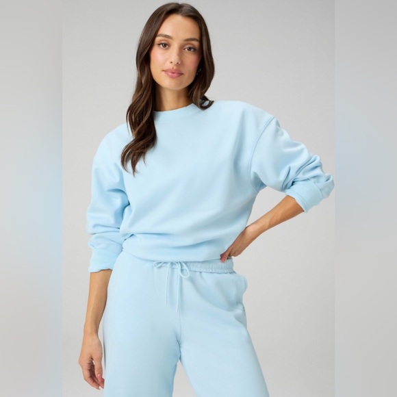 Fabletics Tops - Fabletics Cozy Fleece Crew Neck Sweatshirt | Large | NWT | Iced Out Blue